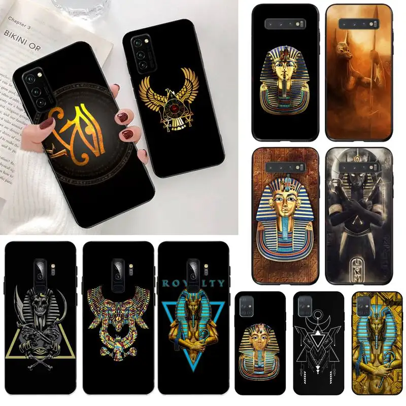 YJZFDYRM Египет Nefertiti анубис Анкх Фараон черный чехол для телефона Samsung S20 plus Ultra S6 S7 edge