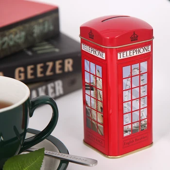 

Free shipping Aman AHMAD TEA English breakfast black tea telephone booth piggy bank design 20 packs