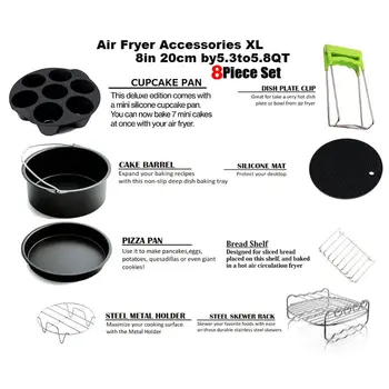 

9pcs/set 8 Inch Air Fryer Baking Pan Rack Accessories for Gowise Phillips Cozyna Secura Airfryer 4.2 5.8QT
