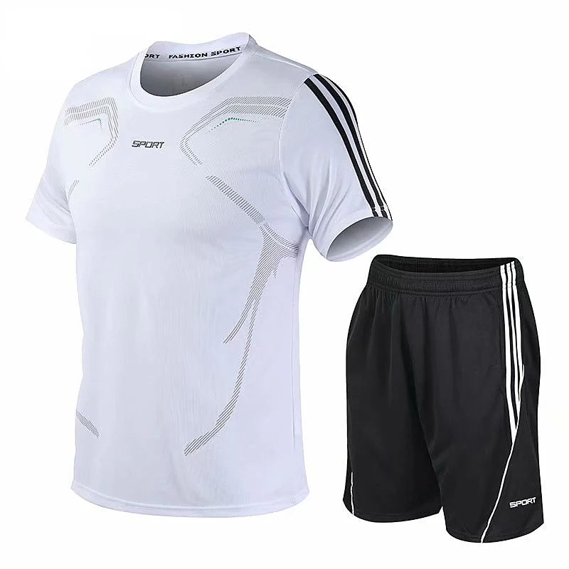 Adult Running Shirt Shorts Football Jerseys Sets Gym Short Sleeve Men Jogging Quick Dry Training Suit Tracksuit