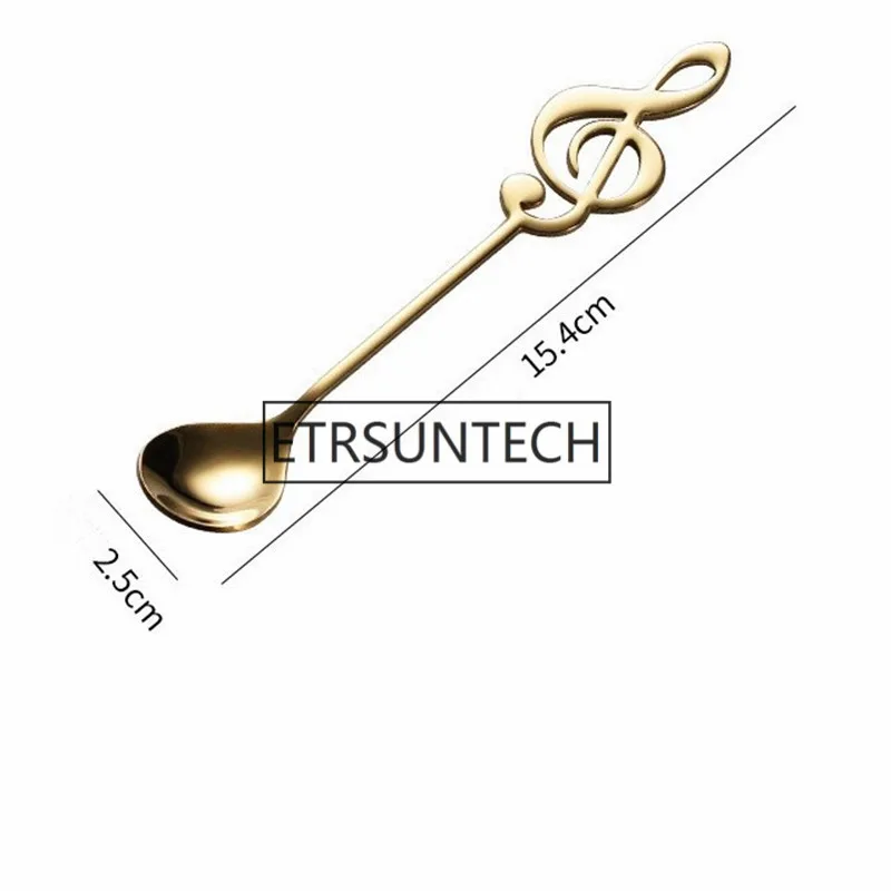 100pcs Stainless Steel Colorful Spoon Musical Note Spoons For Coffee Tea Dessert Drink Tableware Drinking Tools