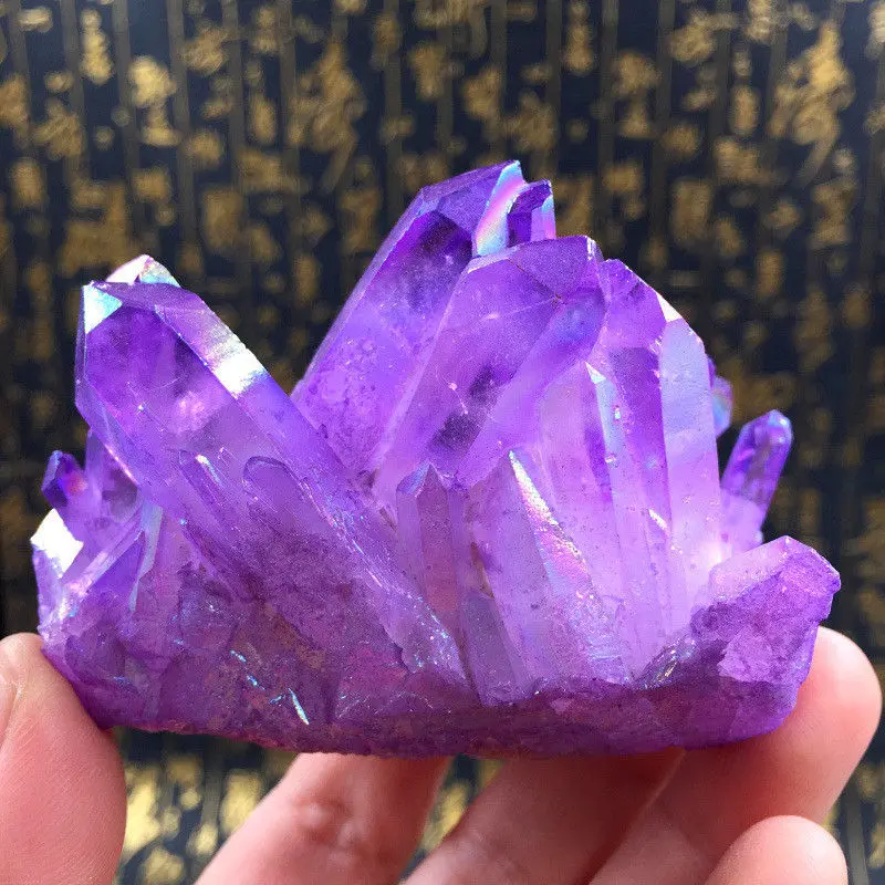 purple Кристалл кластера образец синий фиолетовый розовый желтый Ангел Аура цветок натуральный гальванический драгоценный камень кварц кластер Исцеление - Цвет: purple