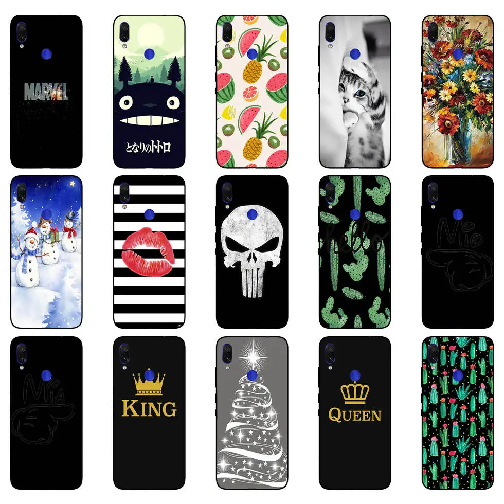 Untuk Xiaomi Redmi Note 7 Hitam Case Silikon Lembut Funda untuk Xiaomi Redmi Catatan 7 Hitam TPU Case Pelindung 6.3 