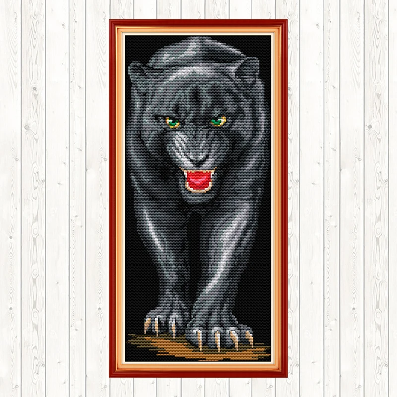 

Panther Cross Stitch Embroidery Kit DMC Cotton Thread Printed Canvas Handmade DIY Needlework Crafts 14CT 11CT Counted Stamped