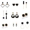 Pendientes largos colgantes negros para mujer, aretes de gota cuadrados triangulares 2022, joyería de moda ► Foto 1/6