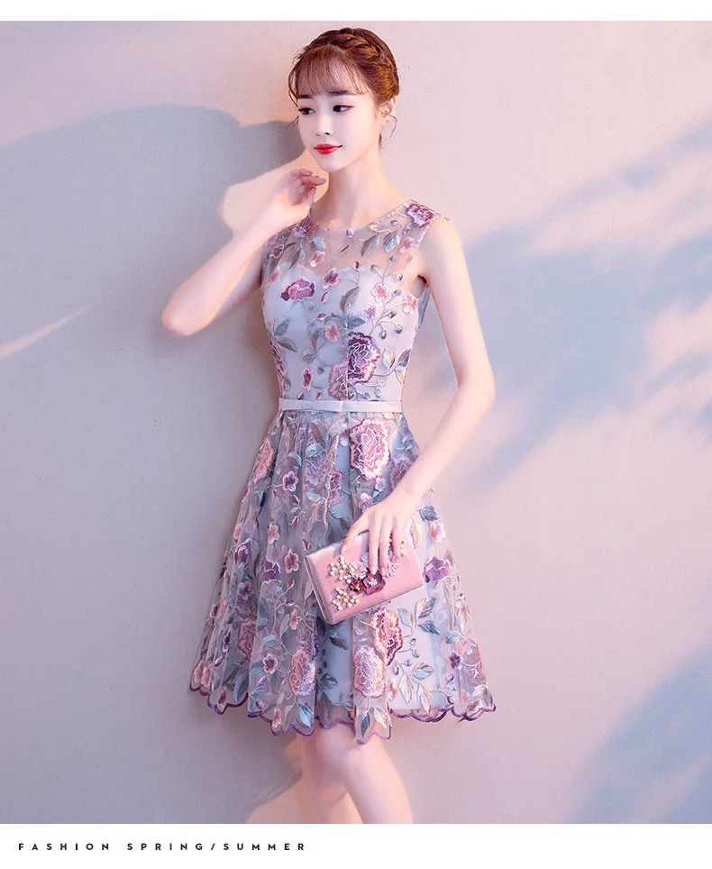 Новинка весны элегантные цветочные шорты Леди Vestido сексуальное вечернее платье без рукавов Тонкий сладкий высокого качества Cheongsam XS-2XL