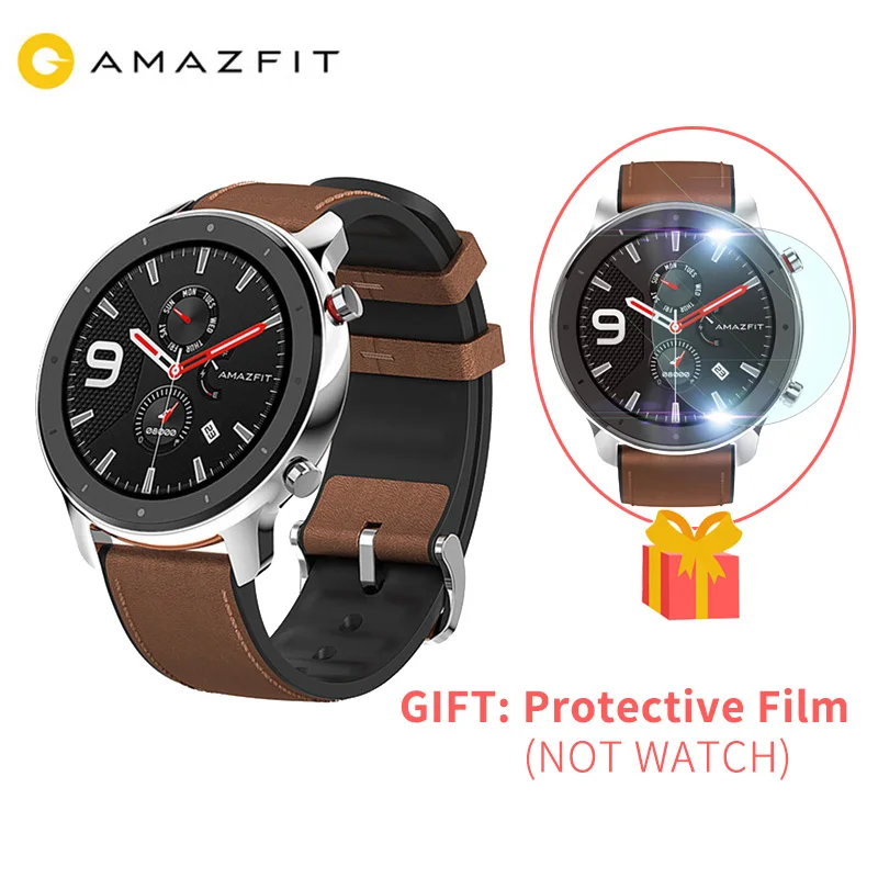 【ES запас 】 47 мм Huami AMAZFIT GTR Смарт-часы, глобальная версия, gps 5ATM Водонепроницаемый Smartwatch активно-матричные осид, Экран 24 дней Срок службы батареи - Цвет: Steel Silver Watch