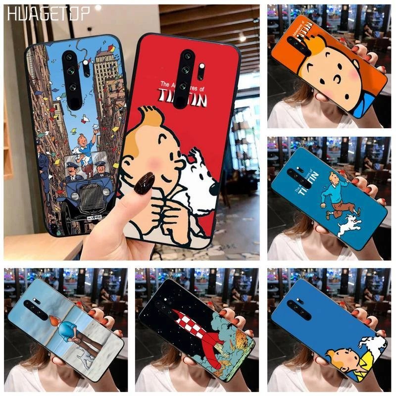 HUAGETOP Cổ Điển Pháp Hoạt Hình Những Cuộc Phiêu Lưu Của Tintin Ốp Lưng Điện Thoại Redmi Note 9 8 8T 8A 7 6 6A Đi Pro Max Redmi 9 K20 K30 xiaomi leather case design