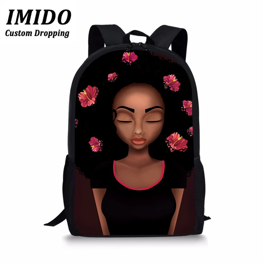 IMIDO новые школьные сумки для детей черный искусства АФРИКАНСКАЯ ДЕВУШКА печать на плечо сумка-мешок для детей 3 шт./компл. школьная книга сумки через плечо - Цвет: 6039C