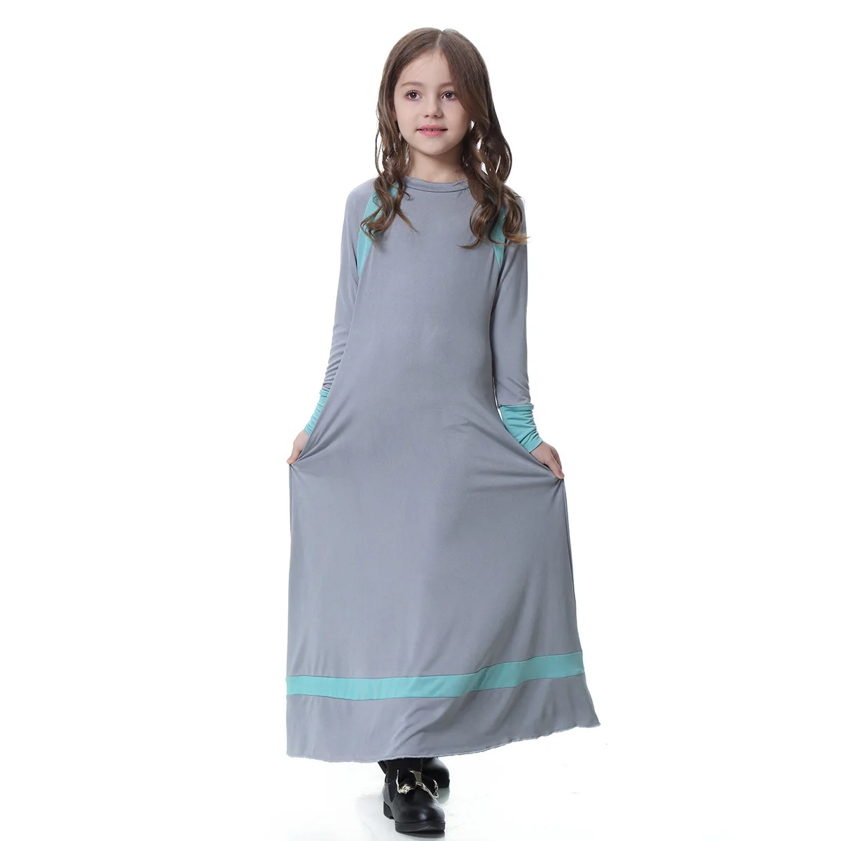 Ethnic Clothing Muslim Children Abaya Girls Long Robe Gowns Maxi Dress Kimono Jubah Ramadan