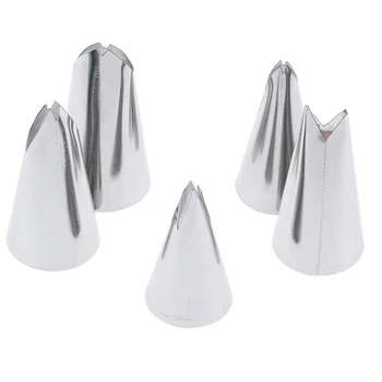 

5pcs Stainless Steel Icing Piping Nozzles Tips Leaves Nozzles Pastry Tips For Cake Decorating Pastry Fondant Tools
