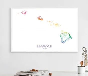 

Hawaii State Map watercolor Canvas Poster Home Wall Decor (No Frame)