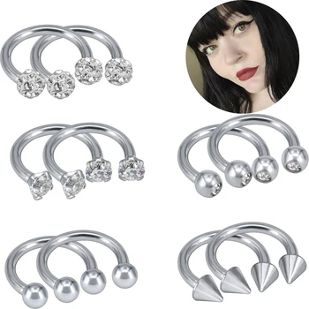 

ZS 10 Pcs/lot Fake Piercing Nose Ring Stainless Steel Septum Clicker Hoop Rings Punk Style Indain Body Jewelry For Women 2019