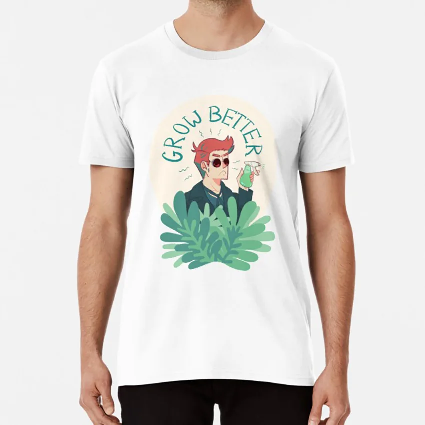 Белый Растет лучше! Футболка good omens crowley anthony j crowley - Цвет: Белый