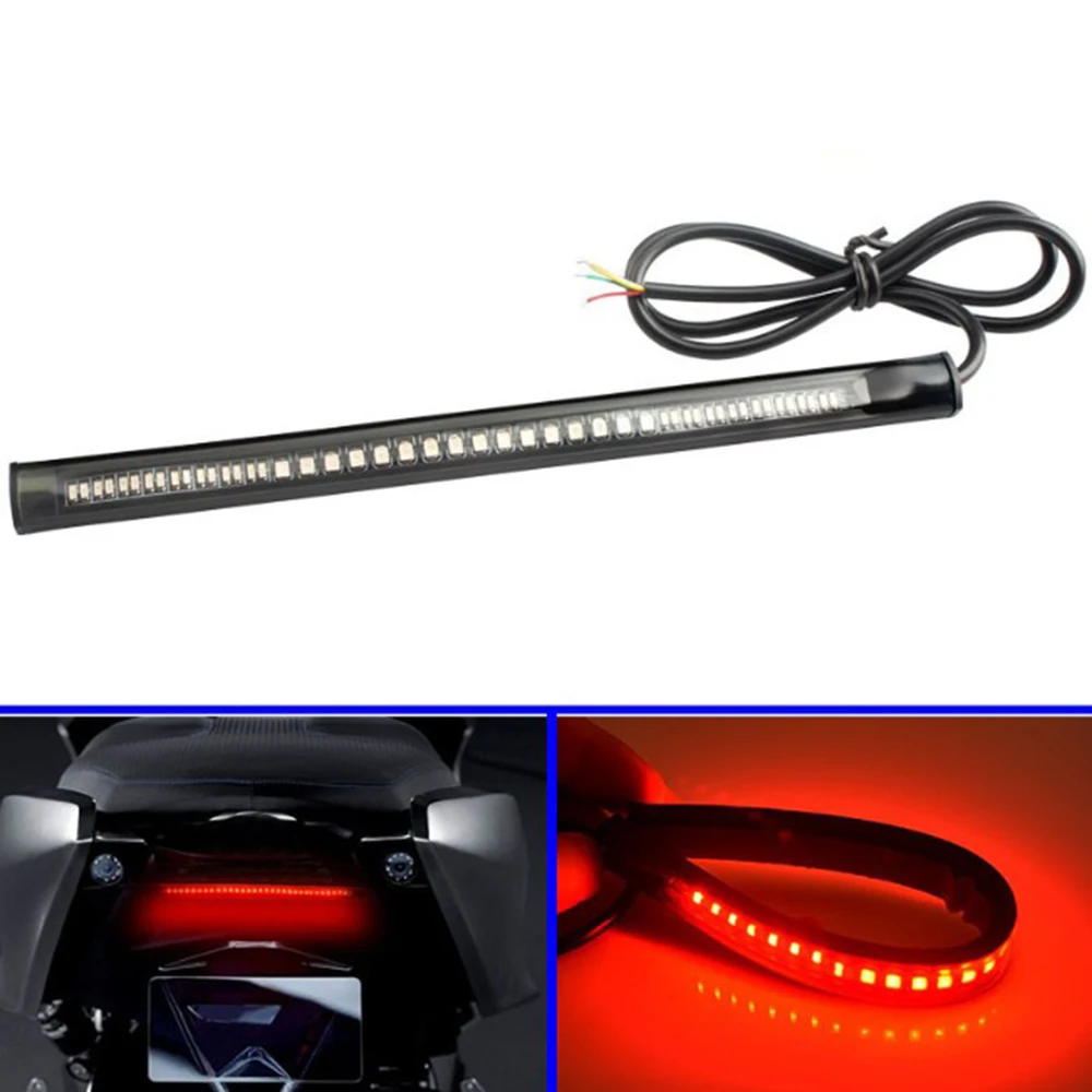 12V LED Motorcycle Rear Tail Light Strip Red/Amber Signal Brake 3528 SMD DC Car Accessories 