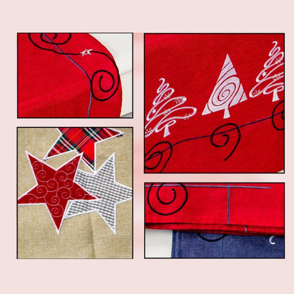 Tablecloth Christmas Tree Designs Red Festival Cotton Linen Soft Table Cloth New Year Theme Dustproof Thicken Wedding for Decor