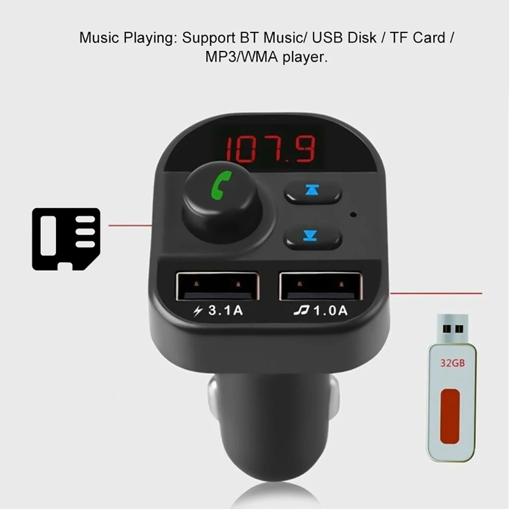 VicTsing автомобильный Bluetooth fm-передатчик беспроводной fm-передатчик двойной USB MP3-плеер Радио USB порт Hands-free
