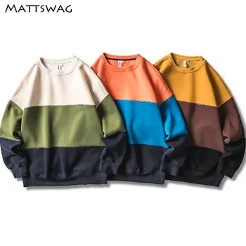 

MATTSWAG Colorblock Mens Hoodies 2020 New Patchwork Casual Japanese Hoody for Men Streetwear Harajuku Hip Hop Men Women Pullover
