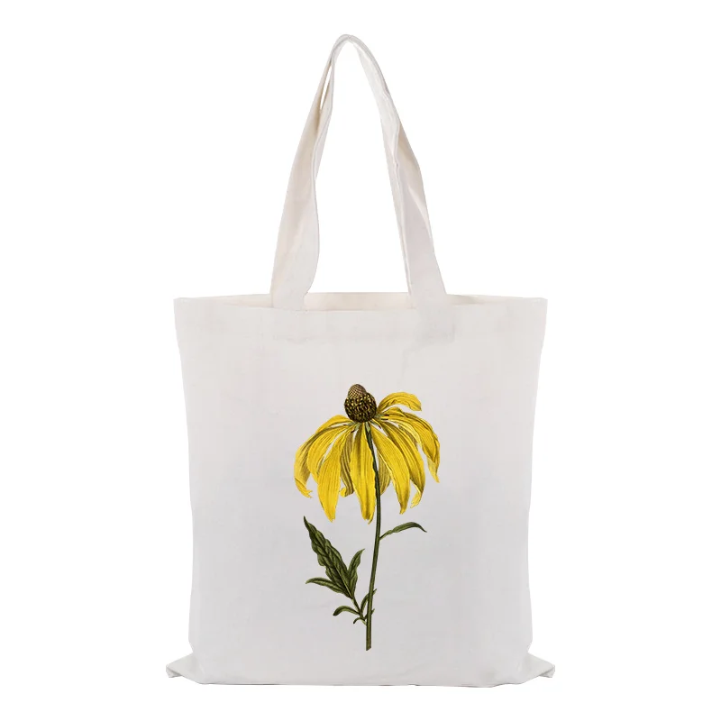 Женская Повседневная Холщовая Сумка-тоут с цветочным принтом, сумка для покупок, сумка для повседневного использования, Экологичная сумка, многоразовая утилизация