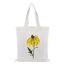 Женская Повседневная Холщовая Сумка-тоут с цветочным принтом, сумка для покупок, сумка для повседневного использования, Экологичная сумка, многоразовая утилизация