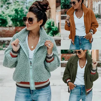 

2019 New Hot Sale Winter Thick Warm Jacket Women Long Sleeve Cashmere Coat Warm Slim Fit Fashion Top