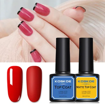 

KOSKOE Matte Gel Nail Polsih Nail UV Gel Base Coat Top Coat Matte Top Coat Soak Off UV Nail Art Gel Nail Varnish for Nail Art