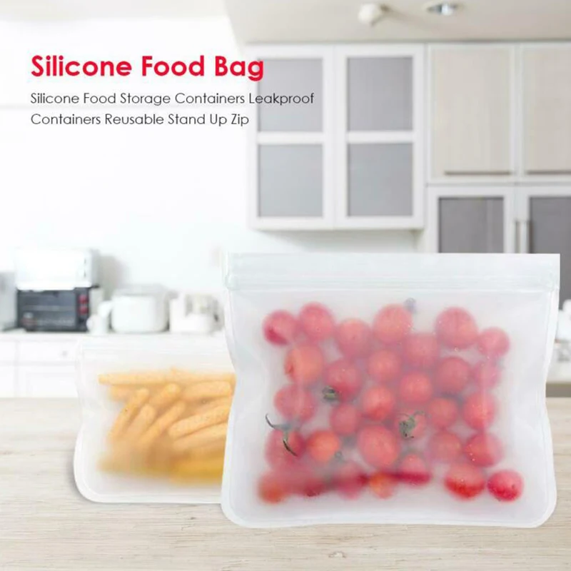 PEVA Translucent Frosted PEVA Food Storage Bag Reusable Refrigerator Fresh Kitchen Leakproof Fruits Lunch Box
