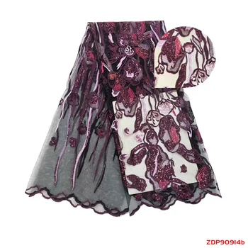 

Nigerian Lace Fabrics Tissu Africain Guipure Embroidery French Tulle Lace Fabric with sequence lace Sequins f190914