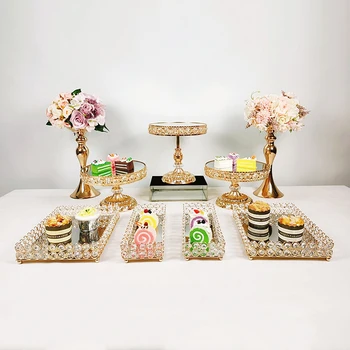

3pcs -9pcs Dessert Tray Cake Stand Cupcake Pan cake display table decoration Party mirror stand