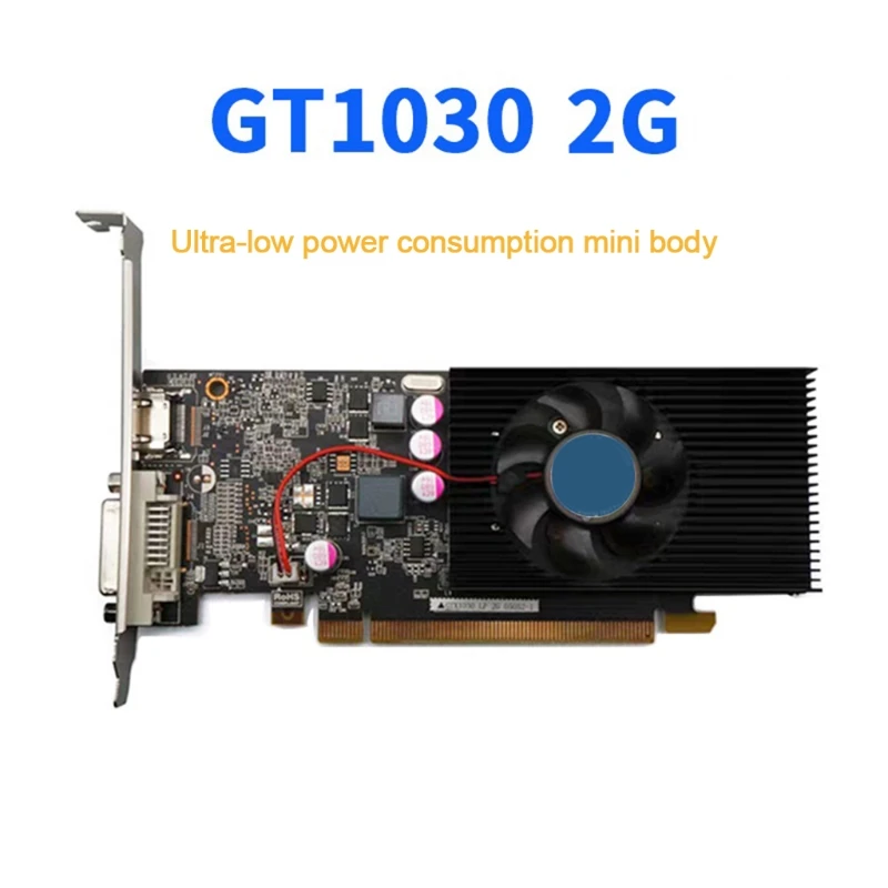 Computer Graphic Card GT1030 2GB GDDR5 64Bit PCIE 2.0 HDMI-Compatible+DVI-D Interface Video Card with Cooling Fan QXNF best graphics card for pc