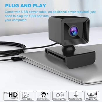 

Web Cam Camera for Computer PC USB 1080P HD Webcam Laptop Desktop New Built-in noise Canceling Microphone
