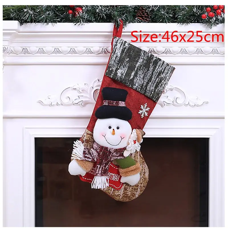 Рождественский чулок Санта Клаус Снеговик носок мешок для конфет Рождество елки украшения Navidad рождественские вечерние украшения дома подарочная сумка - Цвет: 1PCs 46x25cm