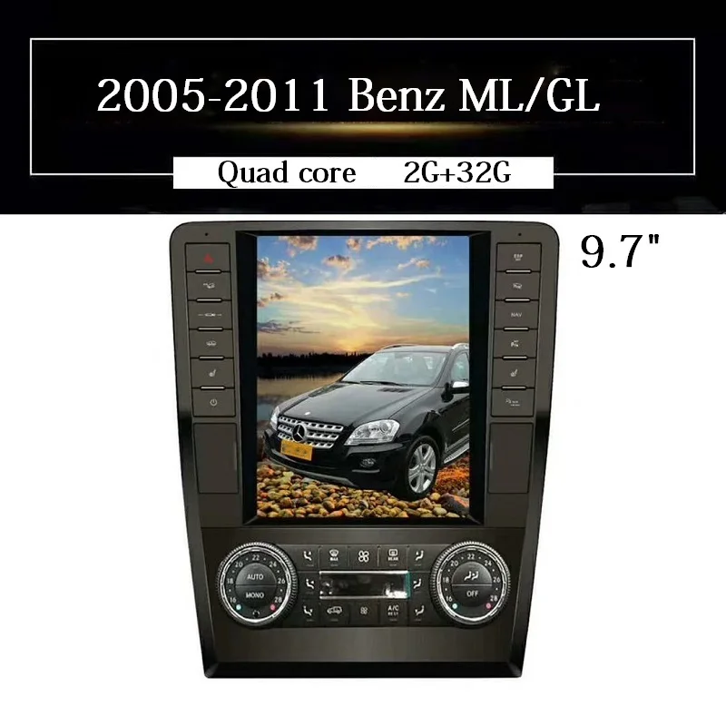 Черный ML/GL автомагнитола 1 Din Android 7,1 четырехъядерный 2+ 32G Tesla 12,1 дюймов навигационный мультимедийный автомобиль для Benz ML/GL - Цвет: Черный