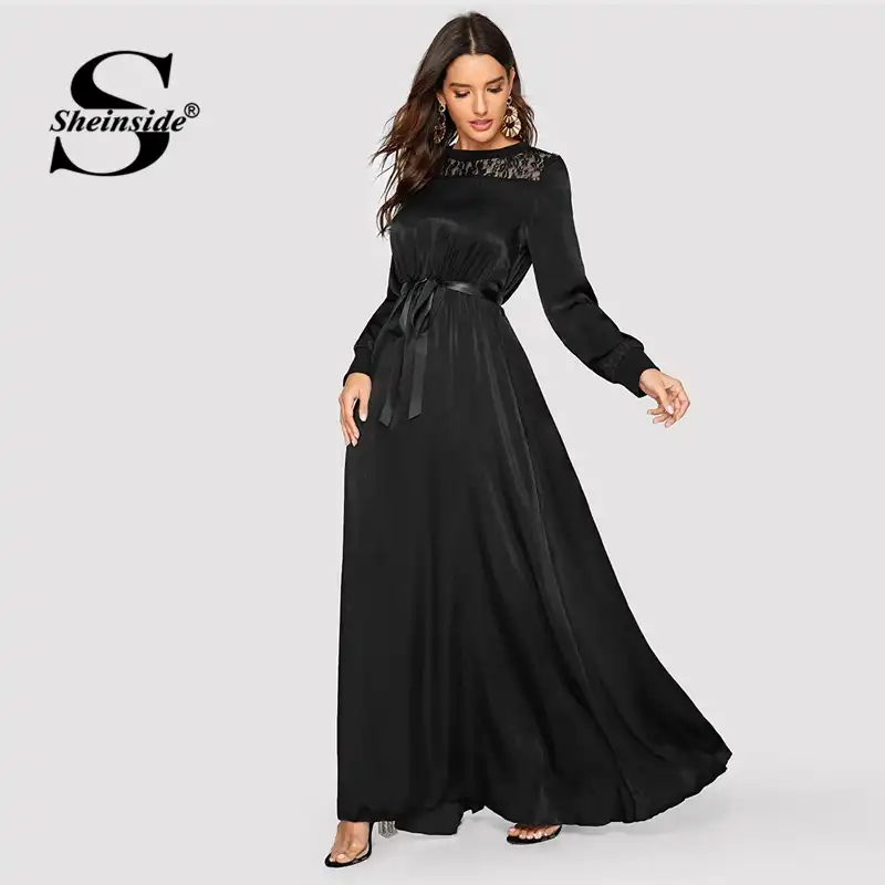 long sleeve satin maxi dress