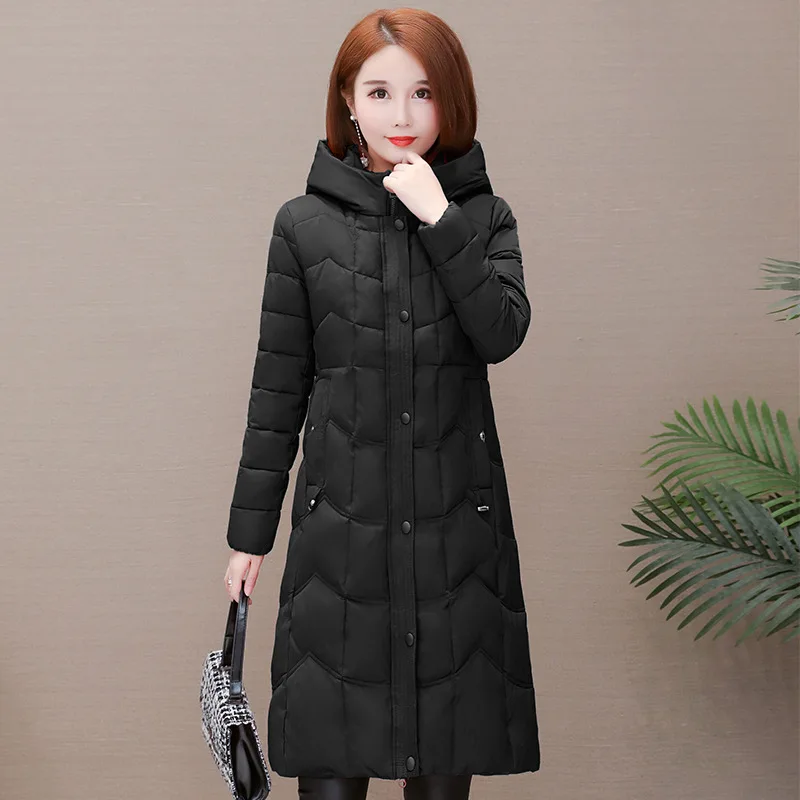 

2019 Winter Korean-style New Style Hooded Warm with Long-sleeve Zipper Mid-length Slim Fit Slimming Elegant Generous Cotton Coat
