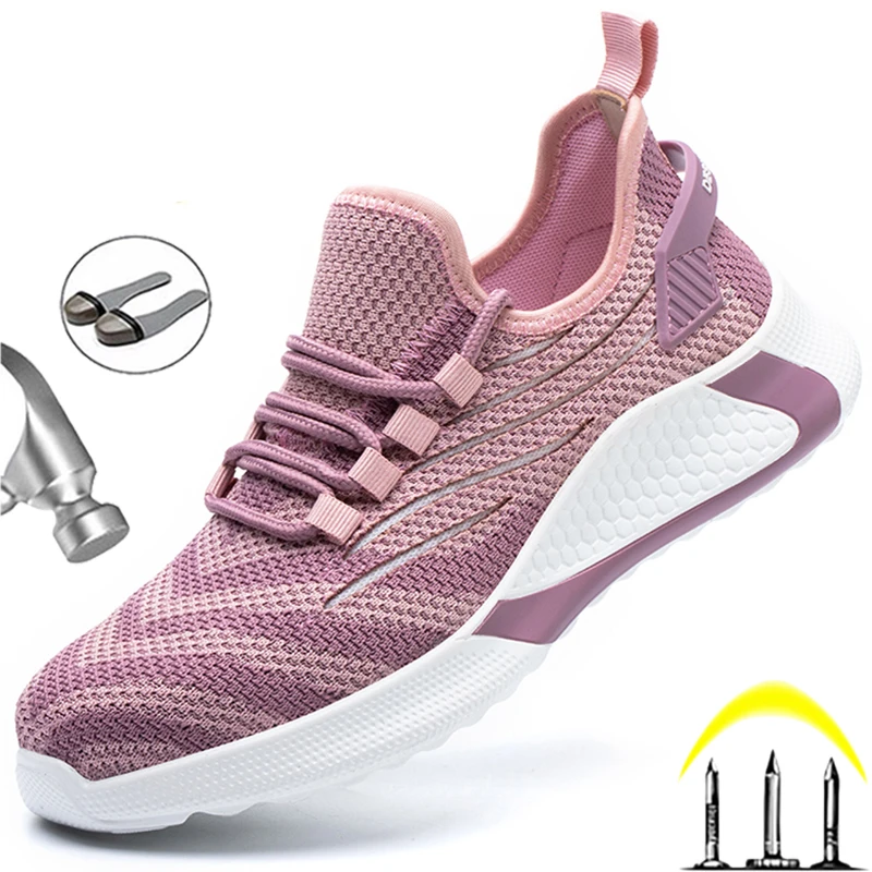 Zapatos de seguridad para hombre y mujer, calzado de trabajo con punta de acero, botas de seguridad ligeras