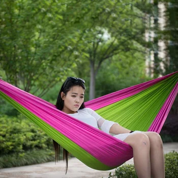 

Portable Outdoor Hammock Backpacking Travel Survival Hunting Sleeping Bed Adult Kids Relax Hammock With 2 Straps 2 Carabiner