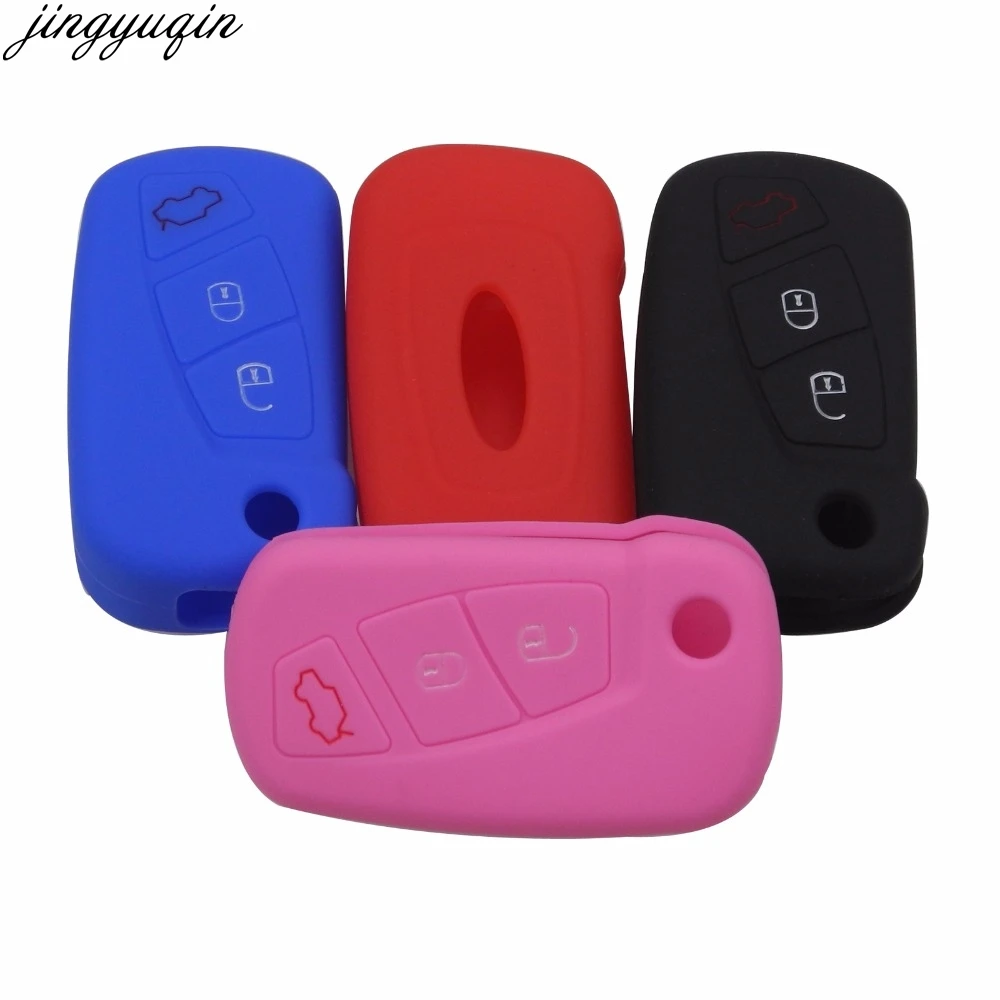 Jingyuqin Silicone 3 Button Remote Flip Key Case Fob Cover Protect Holder For Ford KA Folding Key