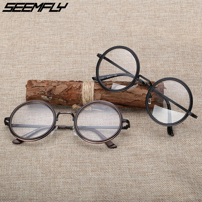 

SEEMFLY Vintage Round Glasses Frame Women Men Transparent Eyeglasses Student Clear Lens Metal Eyewear Optical Spectacles Frames