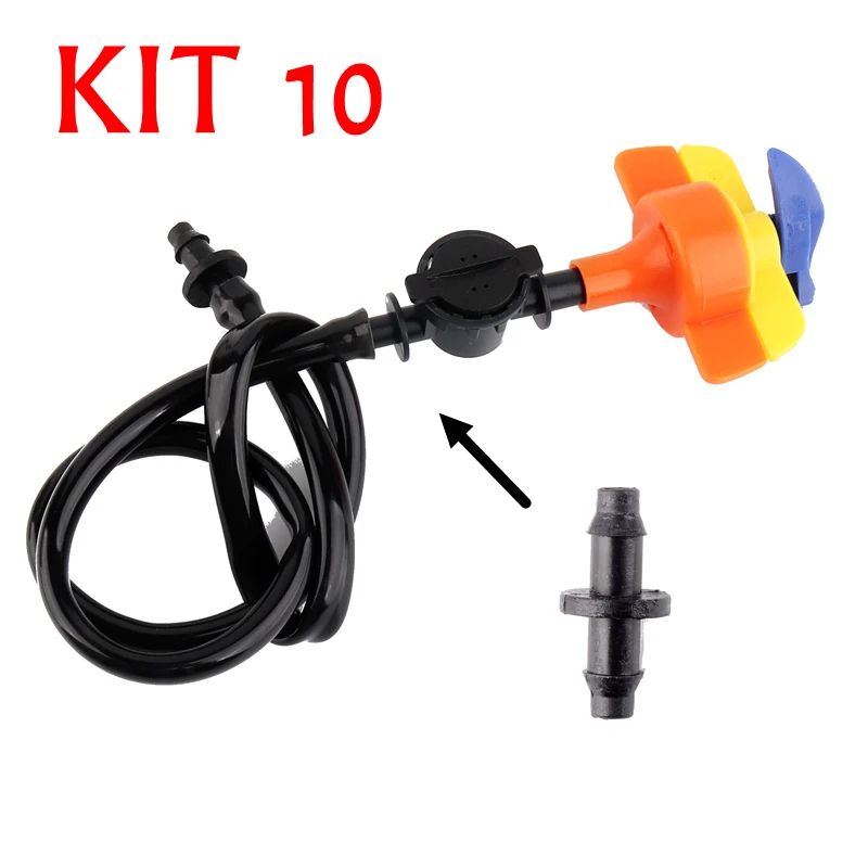 KIT 10 40 см шланги 360 градусов Поворотный садовый разбрызгиватель для полива и орошения анти-капельная система текстильная фабрика 4/7 мм с наружной резьбой сельскохозяйственной ирригации Системы - Цвет: KIT 10