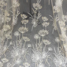 1 ярд Роскошная золотая бусина Одуванчик esequin тюль вышивка кружевная ткань высокая ткань от-кутюр кружева DIY Ремесло Свадьба 135 см Ширина