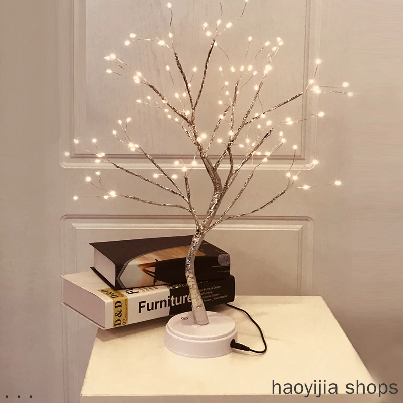 

New Home Interior Bedroom Wedding Party 108 LED USB Fire Tree Light Copper Wire Table Light Bar Christmas Decoration Night Light