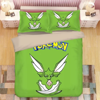 

3D Bedding Set Pokemon Duvet Cover Set single double queen king bedclothes Pillowcase anime Home Textiles green quilt cover sets