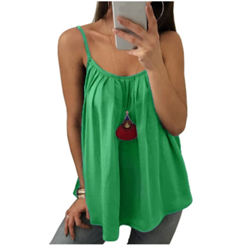 Strap Stitching Fold Multicolor Chiffon Vest Loose Sexy Small Strap Solid Color White Gray Green Black 6XL Camis tank top