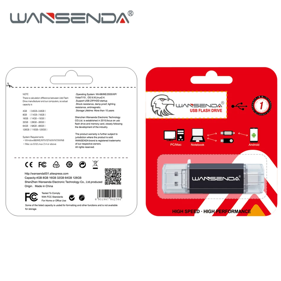 Флэш-накопитель wansenda 3,0 type C Usb флэш-накопитель 128 ГБ портативный флэш-накопитель 16 ГБ 32 ГБ 64 Гб 256 ГБ Микро-флеш-накопитель Usb карта памяти