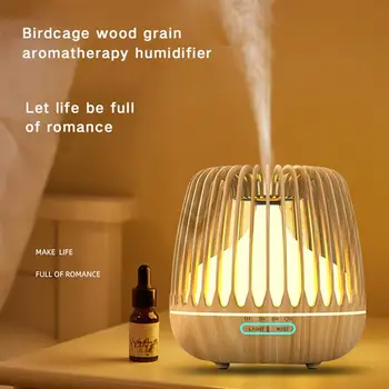 

Birdcage Shape Wood Grain Aroma Humidifier Electric Air Diffuser Ultrasonic Smart Home Appliance Remote Control With Night Light