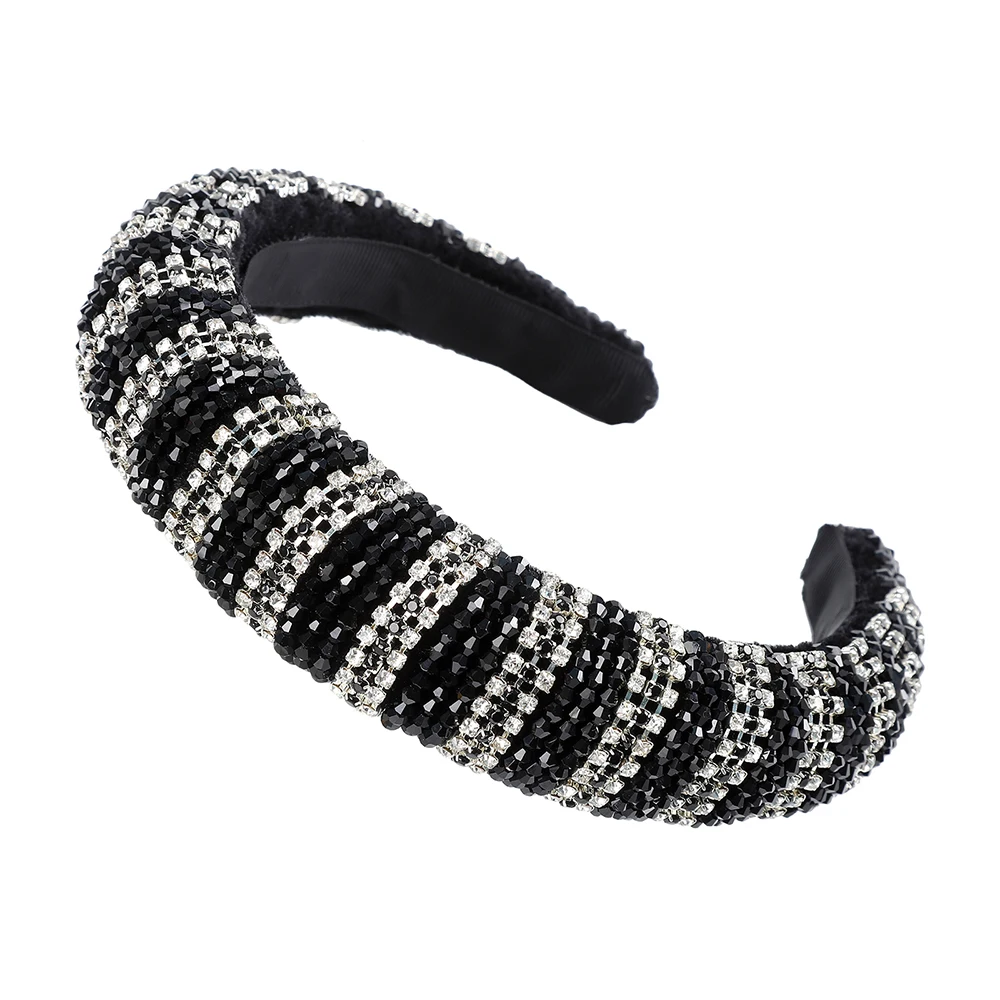 3.5cm Wide Black Обруч со стразами и блестящими стразами, роскошный обруч для волос, ограниченный выпуск, черный, белый цвет, Женская повязка на голову - Цвет: 3.5cm Wide Black