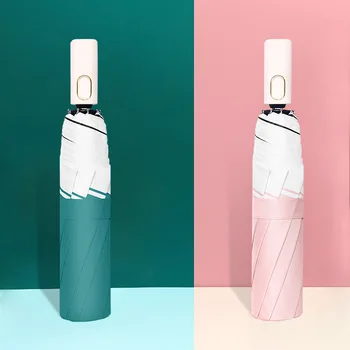 

Folding Sunscreen Umbrella Three Fold Solid Color Umbrella Automatic Sunny and Rain Sun and UV Protection Umbrella
