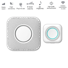 Timbre de puerta inalámbrico con luz LED, juego de timbre de puerta inteligente con enchufe europeo y estadounidense, suministros para el hogar, receptor de bienvenida para casa al aire libre