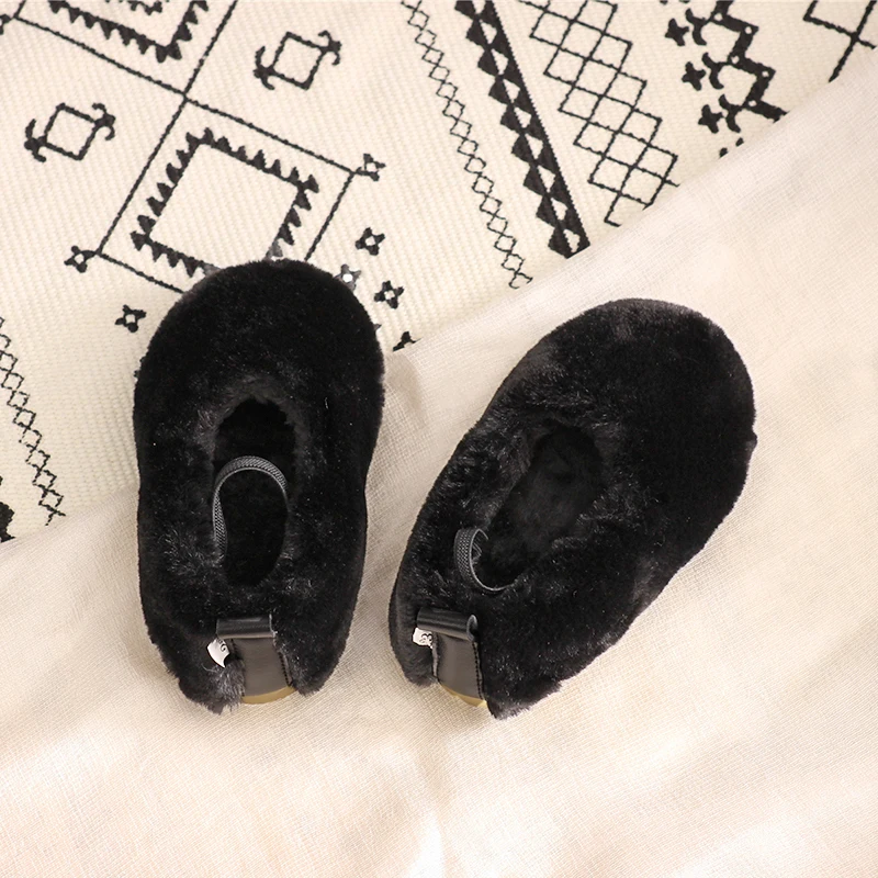 Теплая детская обувь для отдыха; зимняя обувь принцессы для маленьких девочек; утепленная меховая одежда с мягкой подошвой из искусственного материала; SMM006